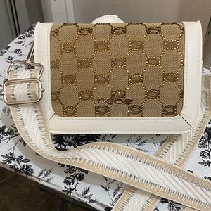 Bebe Gold and White Crossbody Bag